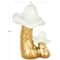 10.5&#x22; Gold Ceramic Mushroom Sculpture with White Tops &#x26; Textured Grooves